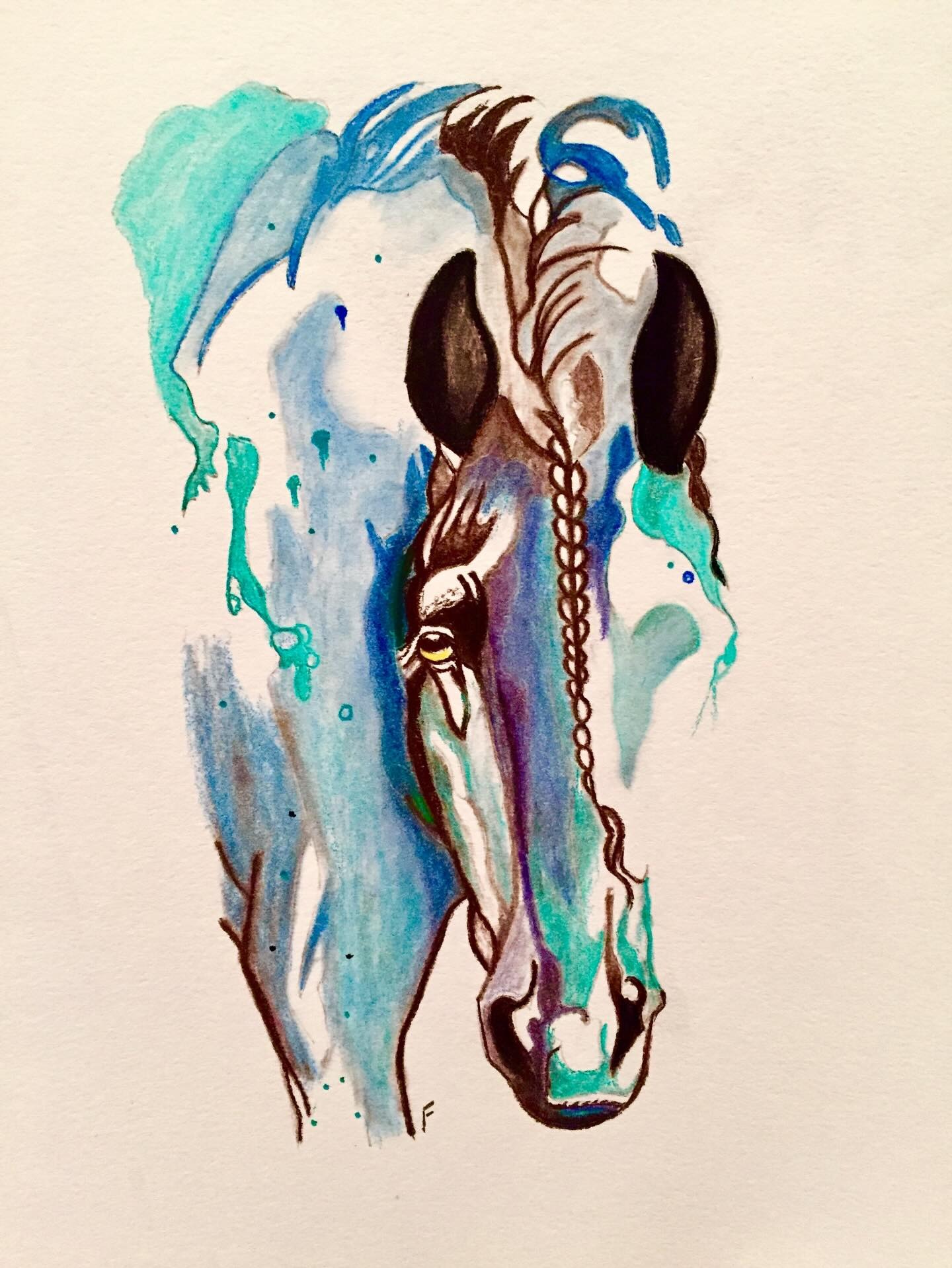 Turquoise Drip, drawing by Fulton Allem