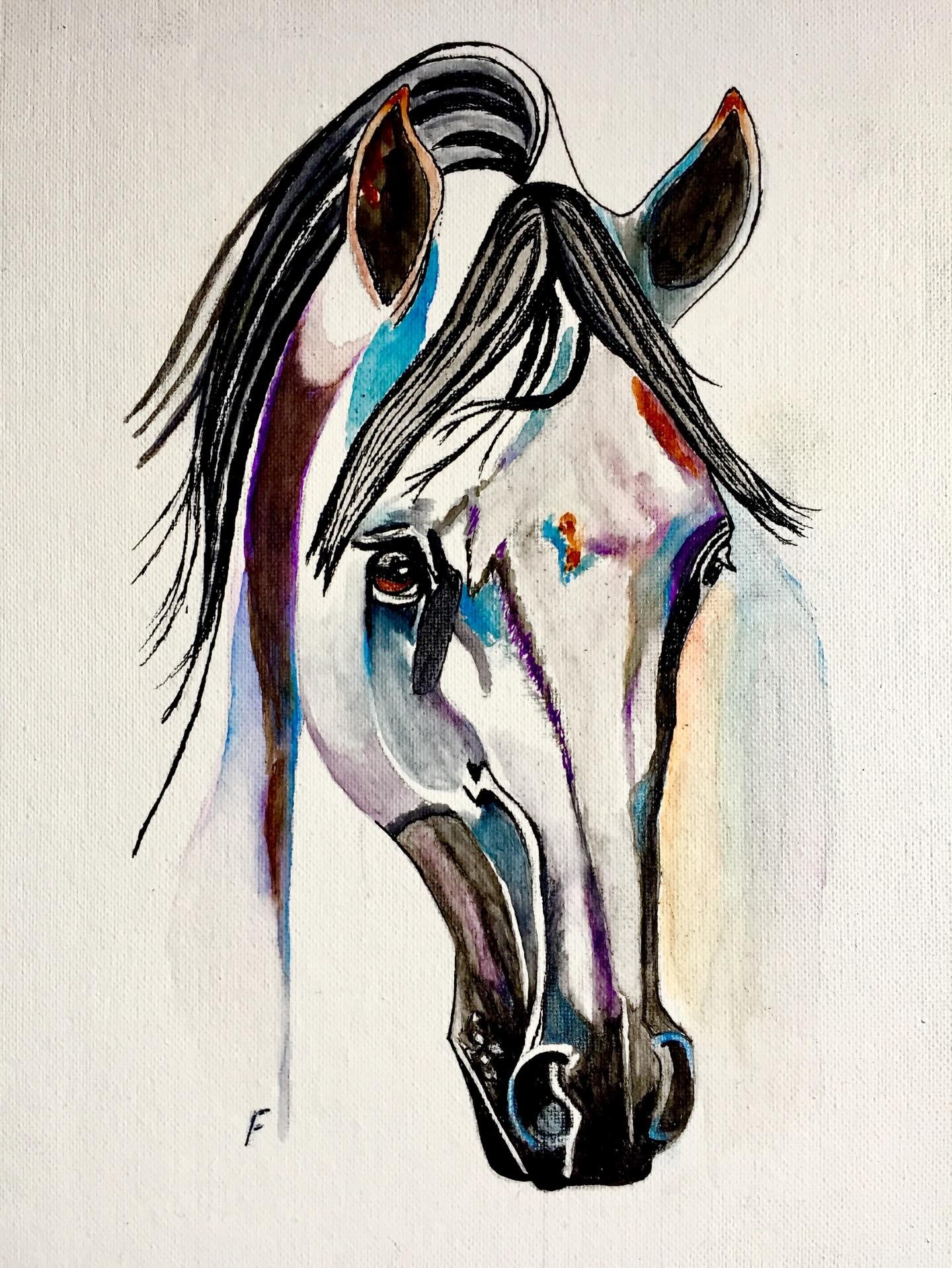 Painted Mane, drawing by Fulton Allem