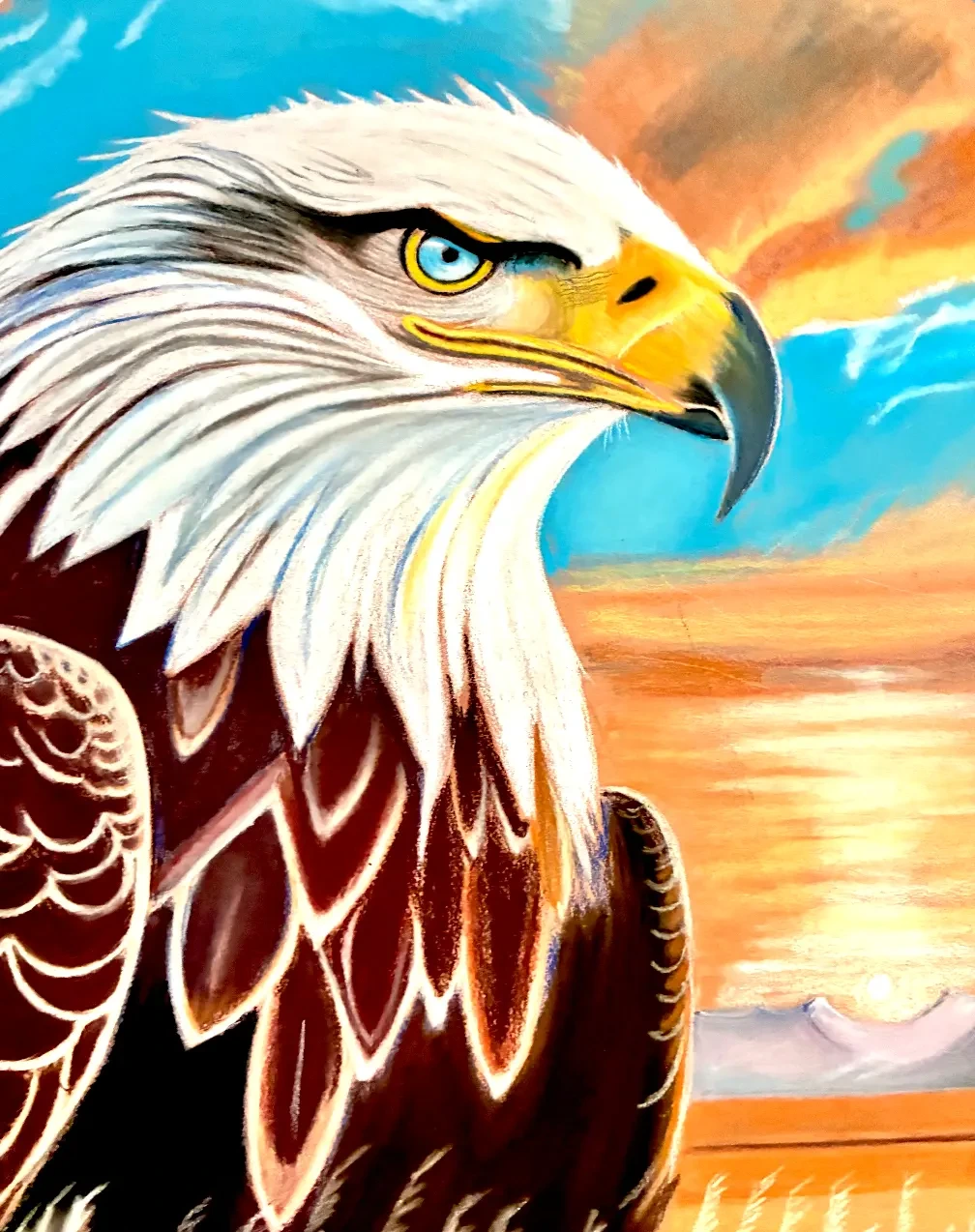 Bald Eagle at Sunset, drawing by Fulton Allem