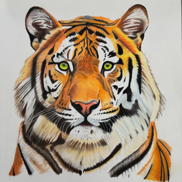 Bengal Gaze, drawing by Fulton Allem