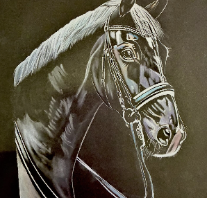 Black in the Bridle, drawing by Fulton Allem