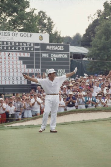 Fulton Allem celebrates winning the 1993 NEC World Series of Golf